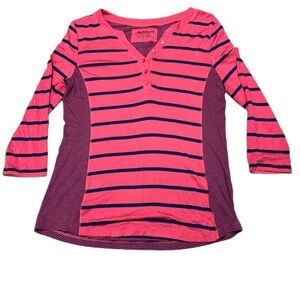 Green Source Womens Long Sleeve Henley Pink blue Very berry Size M